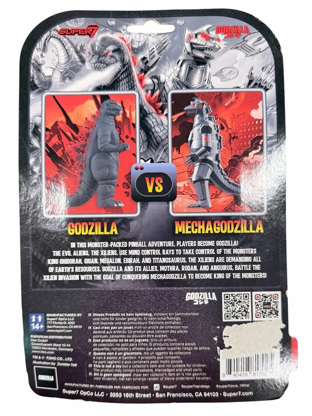 SOLD-Super7 Godzilla 1984 70th Anniversary Pinball Edition ReAction Figure